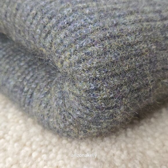{{{Thick}}} Cashmere Wrap Birdseye Knit Green/Grey Symphony - Picture 15 of 16